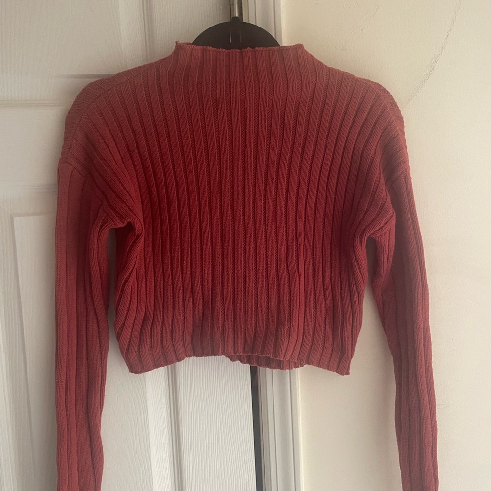 Guess Red Knit Cropped Sweater
